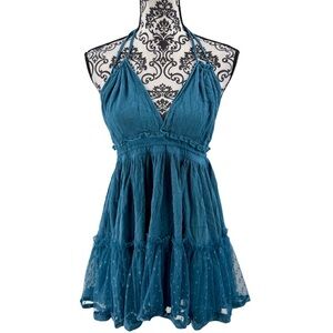 R.Vivimos Womens Summer Halter Deep V Neck Sexy Patchwork Mini Short Dress